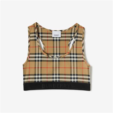 burberry jersey bra top|Logo Detail Vintage Check Bra Top in Archive beige .